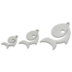 Steel Fish Charm, Stainless Steel Fish Charms With 1 Loop, Blanks, Findings (15/20/30x0.80mm) SMP2181