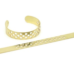 Adjustable Bangle Bracelet, Raw Brass Flat Bracelet With 2 Holes, Raw Brass Bracelet, Brass Bracelet Bangle (145x13x0.80mm) SMP1801