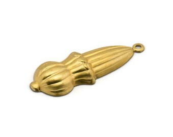 Cabujón vintage de latón, 2 colgantes de latón vintage, dijes (34 x 12 mm) B-9