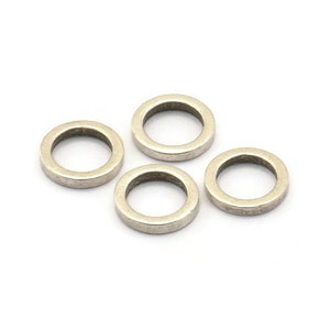 Silver Circle Connectors - 50 Antique Silver Plated Brass Circle Connectors (8x1.2mm) N0437 H0496