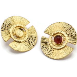 Gold Moon Earring, 2 Gold Plated Brass Half Moon Stud Earrings - Pad Size 6mm N0701 Q0824
