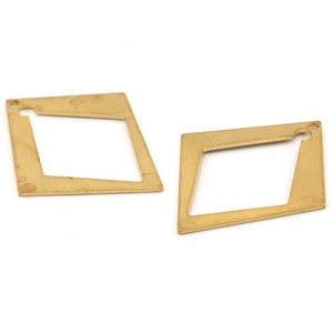 Brass Diamond Charm, 24 Raw Brass Rhombus Charms With 1 Hole, Earrings, Findings (29x25x0.80m) D1040