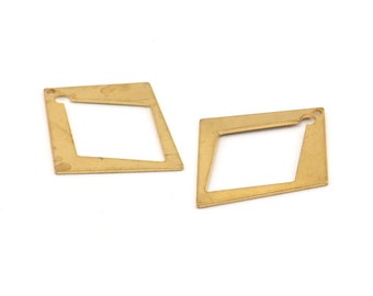 Brass Diamond Charm, 24 Raw Brass Rhombus Charms With 1 Hole, Earrings, Findings (29x25x0.80m) D1040