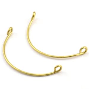 SemiCircle Wire Connector, 24 Raw Brass SemiCircle Wire Pendant With 2 Holes (35x1mm) BS 2141
