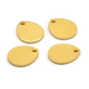 Gold Drop Charm, 6 Gold Plated Brass Drop Charms With 1 Hole, Earrings, Findings (12x10x1mm) D916