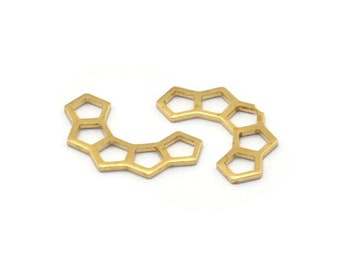 Brass Honeycomb Charm, 50 Raw Brass Semi Honeycomb Charms (17x9.5x5x0.8mm) E049