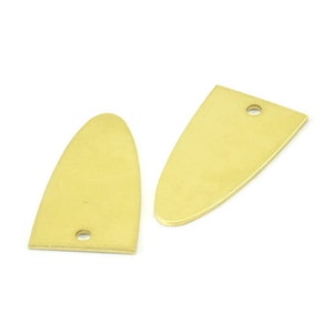 Half Ellipse Charm, 15 Raw Brass Half Ellipse Shape Charms With 1 Hole, Pendants, Earrings, Findings (23x12x0.70mm) B0220
