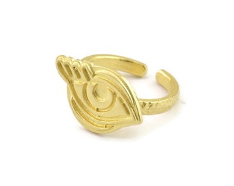 Brass Eye Ring, Raw Brass Eye Rings, Adjustable Rings, Evil Eye Rings - N2513