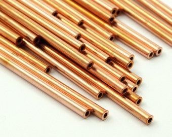 Copper Tube Beads - 25 Raw Copper Tube Beads (2x45mm)   A0665