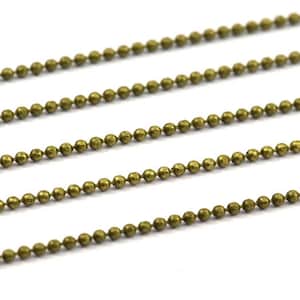 Antique Brass Ball Chain, 10 Meters - 33 Feet 1.2 Antique Brass Faceted Ball Chain - Z060