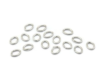 Silver Jump Ring, 250 Silver Tone Brass Oval Jump Rings (5x4x0.7mm) A1065