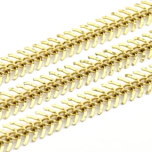 Fish Bone Chain, 2 M Raw Brass Fish Bone Chain, (9mm ) Z094