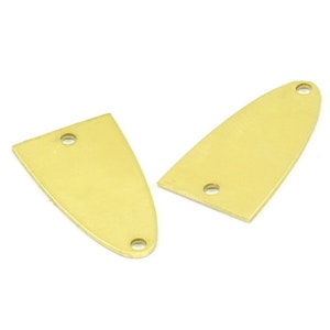 Half Ellipse Charm, 15 Raw Brass Half Ellipse Shape Charms With 2 Holes, Pendants, Earrings, Findings (23x12x0.70mm) B0222