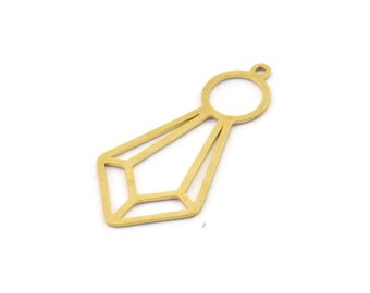 Ciondolo geometrico in ottone, ciondoli con diamanti in ottone grezzo, ciondoli per orecchini in ottone, ciondoli in ottone per la creazione di gioielli (32x15x0,60 mm) SMP1335
