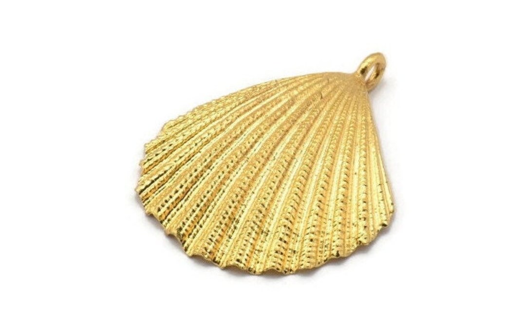 Gold Shell Charm, 1 Gold Plated Brass Sea Shell Charm With 1 Loop ...
