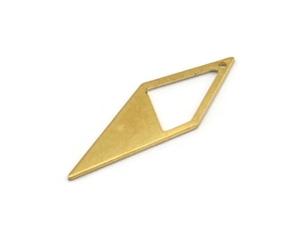 Brass Diamond Charm, 24 Raw Brass Rhombus Charms With 1 Hole, Earrings, Findings (33x12x10,80m) D0670