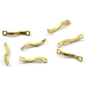 Brass Wavy Connector, 50 Raw Brass Wavy Connectors With 2 Holes (13x1mm) BS 2369