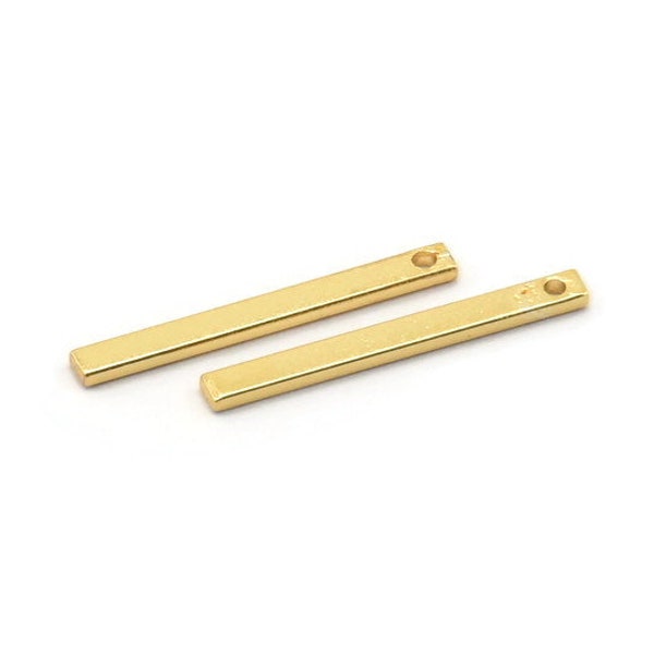 Gold Bar Pendant, 12 Gold Plated Brass Bar With 1 Hole (20x2x1mm) BS 1199--A0857 Q0801