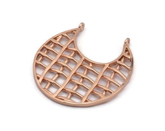 Rose Gold Ethnic Pendant, 1 Rose Gold Plated Brass Ethnic Pendants With 2 Loops (41x2mm) E246 Q0511