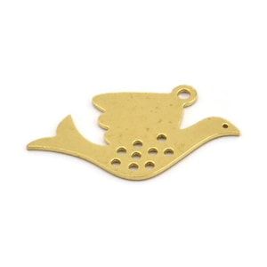 Messing Vogel Anhänger, 12 Rohmessing Vogelförmige Anhänger mit 1 Schlaufe (15x13.5x0.60 mm) A5180