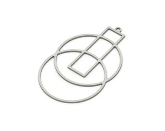 Steel Geometric Charm, Stainles Steel Geometric Charms, Steel Earring Charms, Steel Charms for Jewelry Making (43x26x0.80mm) SMP1965