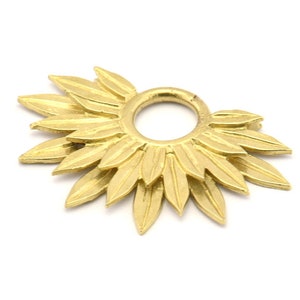 Brass Sunflower Charm, Raw Brass Flower Charms, Pendants, Earrings, Findings (38x24mm) N0947