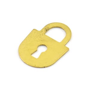 Key Lock Charm, 100 Raw Brass Key Lock Charms, Pendant, Findings (15x10mm) Brs 480 A0122