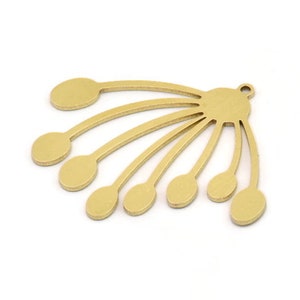 Brass Fringed Charm, 4 Raw Brass Fringe Shaped Charms With 1 Loop, Findings (32x38x0.80mm) SMP1017