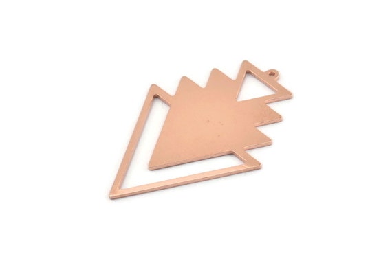 Copper Triangle Charm 4 Raw Copper Tree With 1 Loop -
