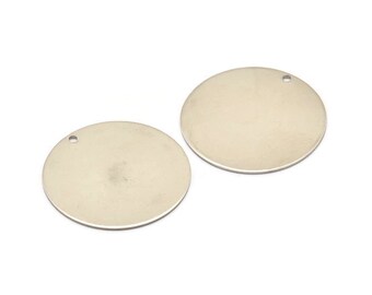 Charm redondo de acero, 6 charms redondos de acero inoxidable con 1 orificio (30 x 0,80 mm) M02686