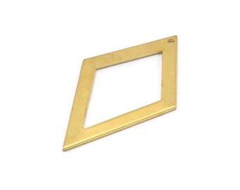 Brass Diamond Charm, 12 Raw Brass Rhombus Charms With 1 Hole, Earrings, Findings (41x25x1mm) D930