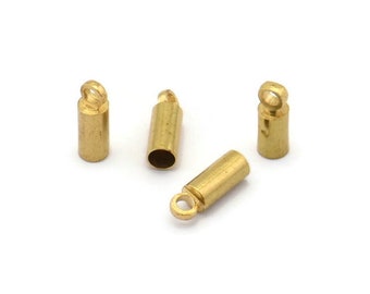 9mm Cord Ends, 50 Raw Brass End Cap, Cord Tip Cord Ends - (9x3mm) B0016