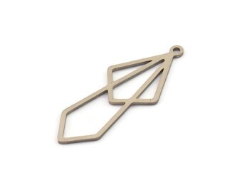 Stalen diamanten bedel, roestvrijstalen ruitvormige bedels met 1 lus, hanger (33 x 13 x 0,80 mm) SMP1428