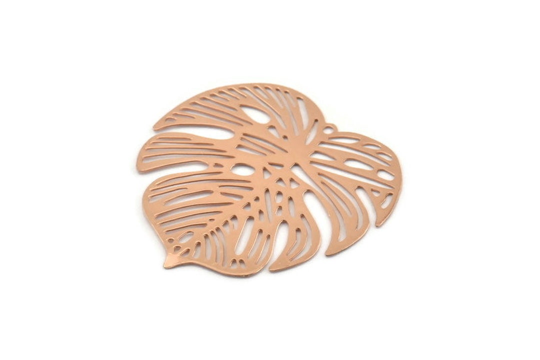 Rose Gold Leaf Charm 4 Rose Gold Plated Brass Leaf Charms Etsy