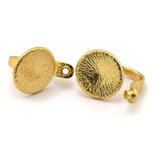 Gold Ethnic Ring, Gold Plated Brass Adjustable Geometric Ring With 1 Pad N0155
