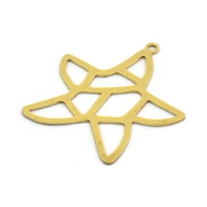 Messing Seestern Charm, 8 Messing Seestern Anhänger mit 1 Öse (34x31x0.60 mm) A5693