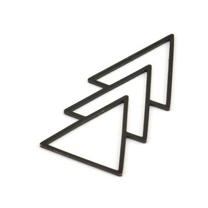 Black Triangle Pendant, 4 Oxidized Brass Black Geometric Pendants (46x21x1mm) E034 S805