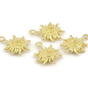 Brass Sun Charm, Raw Brass Sun Charms With 1 Loop, Findings (19x14xmm) N1198