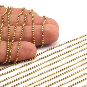 1.5mm Ball Chain, 10 Meters - 33 Feet  (1.5mm) Raw Brass Ball Chain ( Z019 )