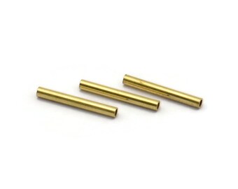 Brass Plain Tubes - 100 Raw Brass Tube Beads (1.5x12mm) D0284