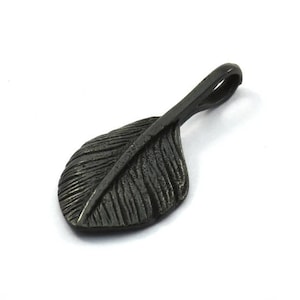 Black Leaf Pendant, 2 Oxidized Brass Black Leaf Charms (27x13mm) N0366 S223