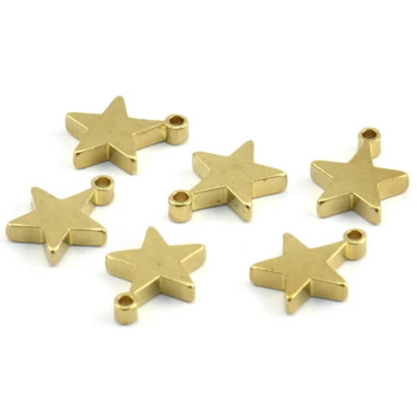 Raw Brass Star 24 Raw Brass Flat Star Tags With 1 Loop (10x8.5mm) BS 2027