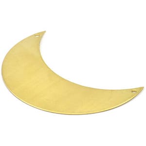 Crescent Wall Art, 8 Raw Brass Crescent Moon Wall Hanging Decor with 2 Holes (55x20x0.60mm) H0172