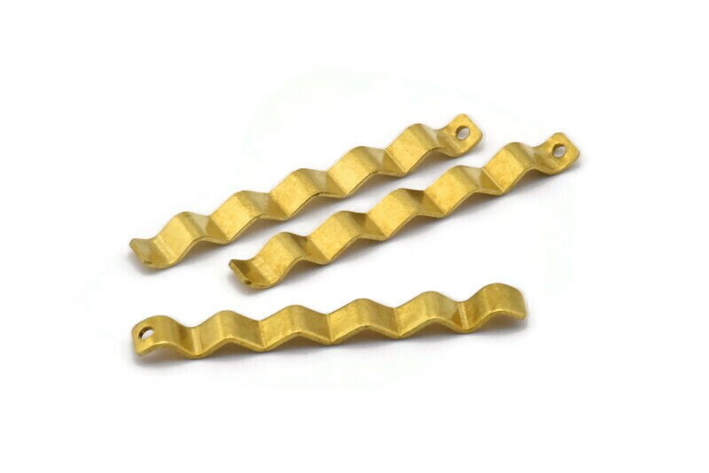 Brass Zig Zag Charm, 12 Raw Brass Zig Zag Shape Charms With
