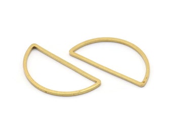 Brass Half Moon - 24 Raw Brass Semi Circle Connectors (15x30x1.2mm) Bs 1173