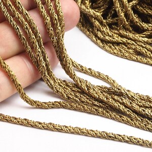 Cadena de latón tejida, 2 m, cadena de serpiente de latón crudo (3 mm) Bs 1006 imagen 2