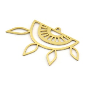 Brass Sun Charm, 12 Raw Brass Ethnic Sun Charms With 1 Loop, Charm Pendants (24x39x0.60mm) A4366
