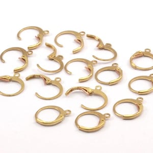 Messing Ohrring Haken, 50 Stück Messing Leverback Ohrring Haken (12 x 14 mm) (bs1100) -- A0897