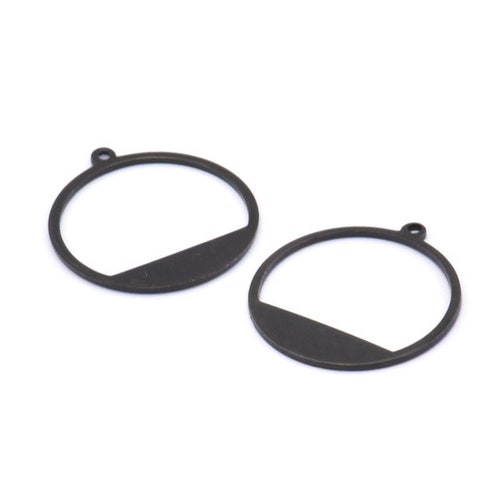 Black Round Charm, 12 Oxidized Black Brass Round Charms With 1 Loop, Pendants, Earrings, Findings (22x0.7mm) BS 2191 S883