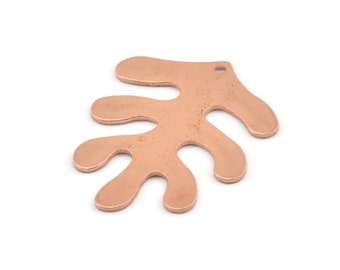 Kupfer Blatt Charm, 8 Rohe Kupfer Blatt Charms mit 1 Loch, Zubehör (32x25x0.80 mm) M490